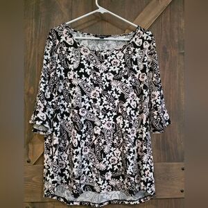 ROZ & ALI Bell Sleeve Paisley Blouse Size XL